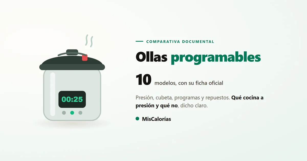 Ilustración de una olla programable con tapa de presión, válvula roja y pantalla con un temporizador